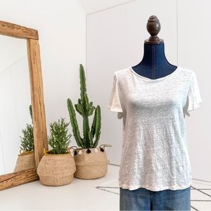 Ann Taylor Ruffle Short Sleeve Linen Top